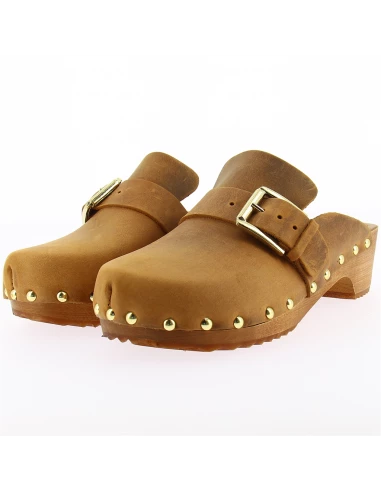 Hylton Sabots Femme Folk Cuir Marron 4 Hylton Sabots Femme Folk Cuir Marron – Image 2