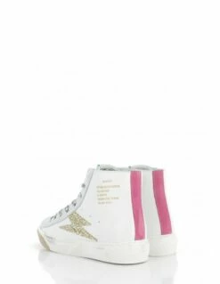 Semerdjian Baskets Montantes Femme Goia 9353 Cuir Blanc/gris/rose/paillette Or -Hylton Magasin goia 9353 semerdjian 2