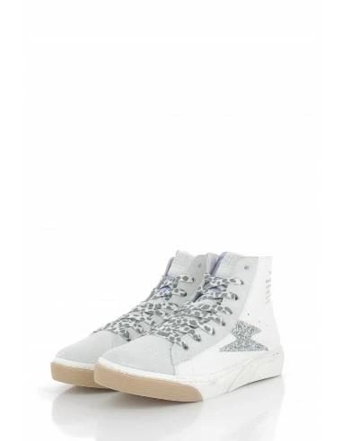 Semerdjian Baskets Montantes Femme Goia 9356 Cuir Blanc/gris/or/paillette Argent 5 Semerdjian Baskets Montantes Femme Goia 9356 Cuir Blanc/gris/or/paillette Argent – Image 3