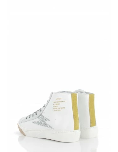 Semerdjian Baskets Montantes Femme Goia 9356 Cuir Blanc/gris/or/paillette Argent 6 Semerdjian Baskets Montantes Femme Goia 9356 Cuir Blanc/gris/or/paillette Argent – Image 4