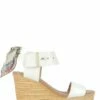 Goodstep Sandales Compensées Femme Jeanne Cuir Blanc Foulard -Hylton Magasin gs4162 c00 goodstep