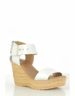 Goodstep Sandales Compensées Femme Jeanne Cuir Blanc Foulard -Hylton Magasin gs4162 c00 goodstep 2