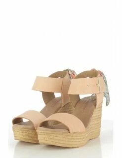 Goodstep Sandales Compensées Femme Jeanne Cuir Rose Et Foulard -Hylton Magasin gs4162 c20 goodstep 1