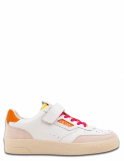 0-105 Baskets De Ville Femme Hazel Funky Cuir Blanc/rose/orange
