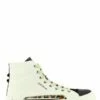 0-105 Baskets Montantes Femme Hi-top Fox Cuir Blanc/noir -Hylton Magasin hi top