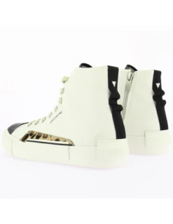 0-105 Baskets Montantes Femme Hi-top Fox Cuir Blanc/noir -Hylton Magasin hi top 2