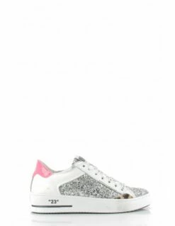 Semerdjian Baskets De Ville Femme Hova 10052 Cuir Blanc/paillette Argent/rose -Hylton Magasin hova 10052 semerdjian 2