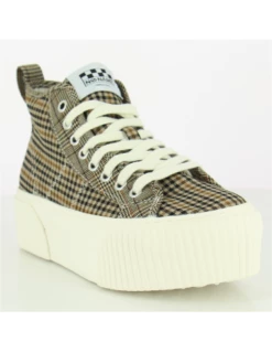 No Name Baskets Montantes Compensées Femme Iron Mid Marron/pied De Poule -Hylton Magasin iron mid 1