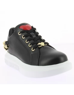 Moschino Love Baskets Compensées Femme Sneakers Gomma Cuir Noir/blanc Chaîne Or 8 Moschino Love Baskets Compensées Femme Sneakers Gomma Cuir Noir/blanc Chaîne Or -Hylton Magasin ja15144g0f ia0 000 moschino love 1