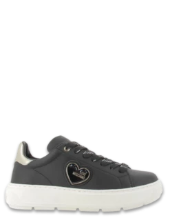 Moschino Love Baskets Compensées Femme Sneakers Bold Cuir Noir