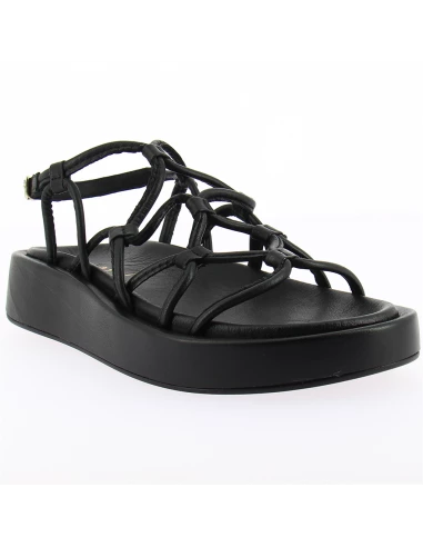 Sandales Compensées Femme Lovea Black Cuir Noir 5 Sandales Compensées Femme Lovea Black Cuir Noir – Image 3