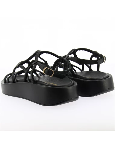 Sandales Compensées Femme Lovea Black Cuir Noir 6 Sandales Compensées Femme Lovea Black Cuir Noir – Image 4