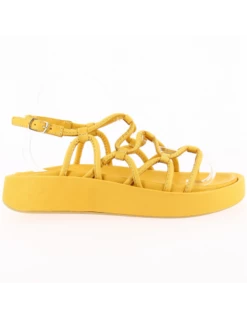 Mosaic Sandales Compensées Femme Yellow Cuir Jaune -Hylton Magasin lovea yellow mosaic 2