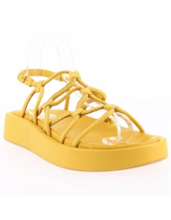 Mosaic Sandales Compensées Femme Yellow Cuir Jaune -Hylton Magasin lovea yellow mosaic 3
