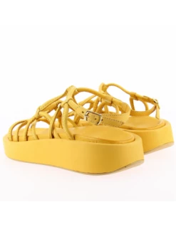 Mosaic Sandales Compensées Femme Yellow Cuir Jaune -Hylton Magasin lovea yellow mosaic 4