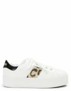 No Name Baskets Compensées Femme Plato M Derby Cuir Blanc/motif