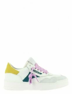 Semerdjian Baskets De Ville Femme Rio 8387 Cuir Blanc/jaune/vert/rose