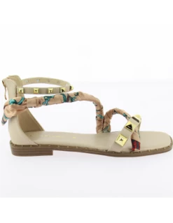 Kharisma Sandales Femme Sabi Nude Avec Foulard -Hylton Magasin sabi 3298 nude 3