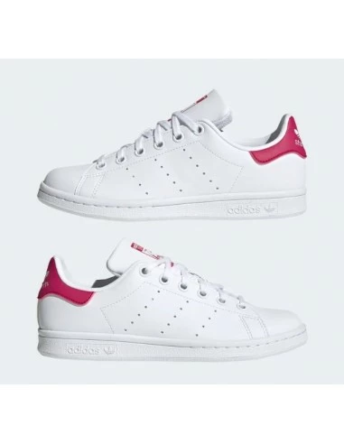 Adidas Sneakers Femme Stan Smith J Vegan Blanc Rose 5 Adidas Sneakers Femme Stan Smith J Vegan Blanc Rose – Image 3