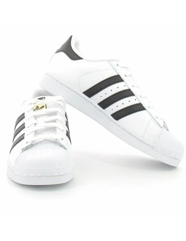 Adidas Sneakers Femme Superstar J Cuir Blanc Noir 5 Adidas Sneakers Femme Superstar J Cuir Blanc Noir – Image 3
