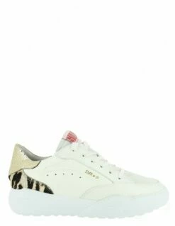 Semerdjian Baskets De Ville Femme Tany 6616 Cuir Blanc/or/léopard