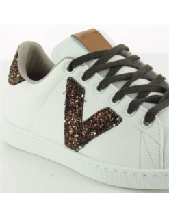 Victoria Baskets De Ville Femme Piel Vegana Blanc -Hylton Magasin tennis piel vegana detalle glitter 2