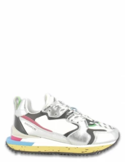 0-105 Baskets De Ville Femme Treck-up Contrast Argent/jaune/bleu