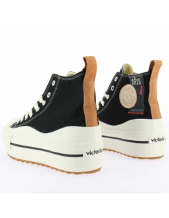 Victoria Baskets Montantes Femme Tribu Doble Lona & Piezas Noir -Hylton Magasin tribu doble lona piezas 3