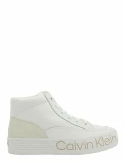 Calvin Klein Baskets Montantes Compensées Femme Vulcanized Flatform Mid Wrap Blanc